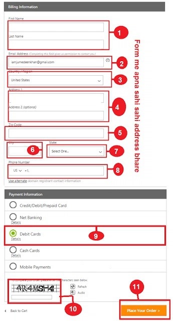 billing information