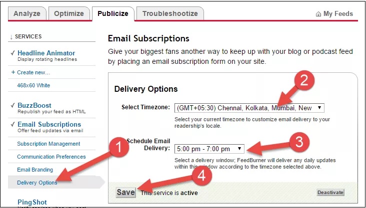 email delivery time setting