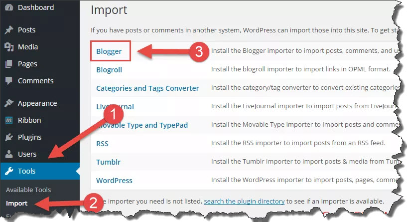 import blogger file to WordPress