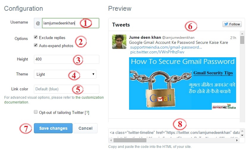 Create latest tweet widget