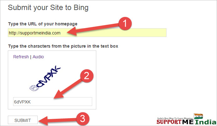 add site to bing