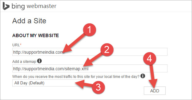 add sitemap to bing