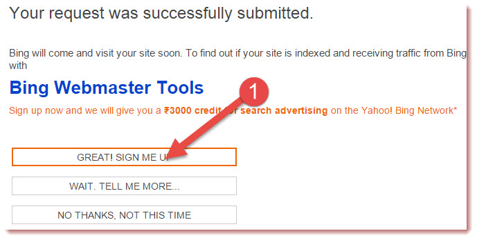 sign up on bing webmaster tools