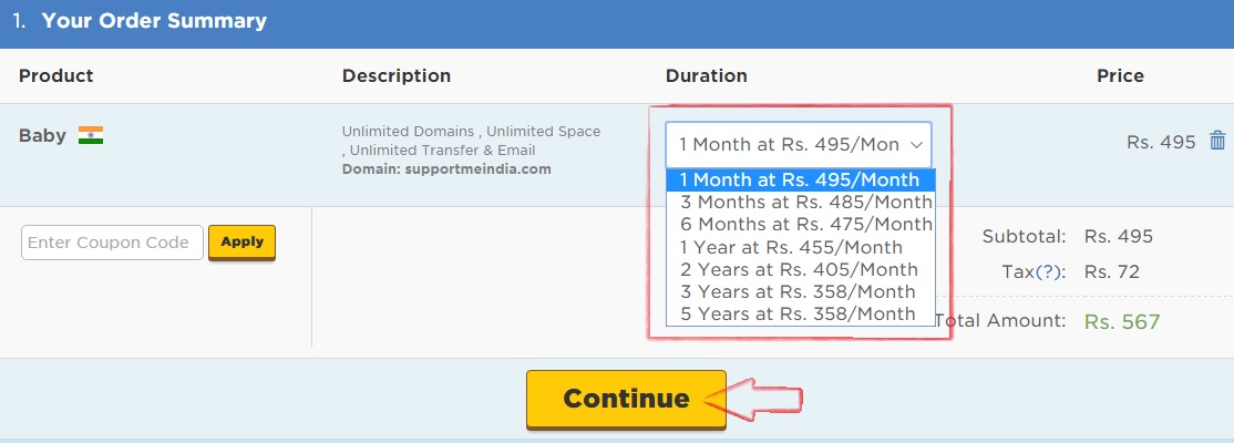 Choose Month for Hosting