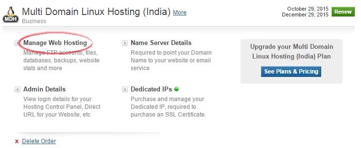 Manage Web Hosting