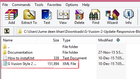 Open folder and choose xml file