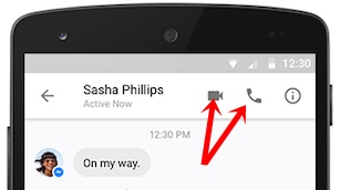 Vocie and video call icon in facebook messenger
