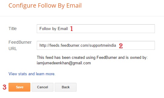 add your feedburner url