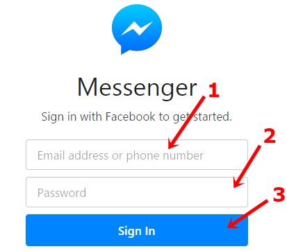 facebook messenger web log in