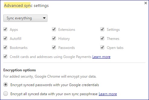 Advanced Sync Settings