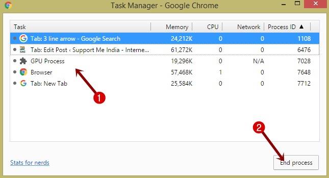 Chrome task manager