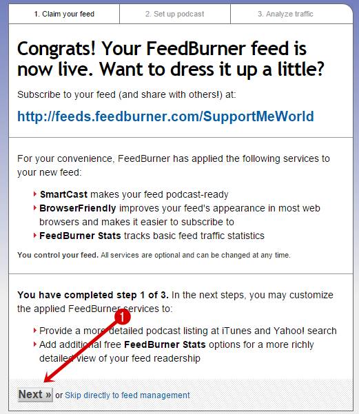 Feedburner Welcome Message