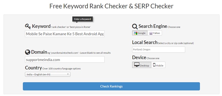 Free Keyword Rank Checker & SERP Checker