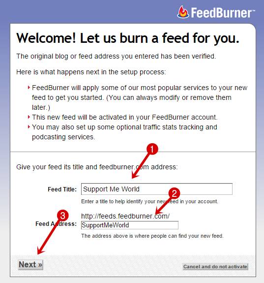 Set your blog title or feedburner url