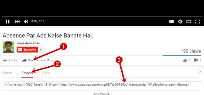 Add YouTube video in blog