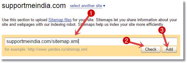 Check and add sitemap to yandex webmaster tools