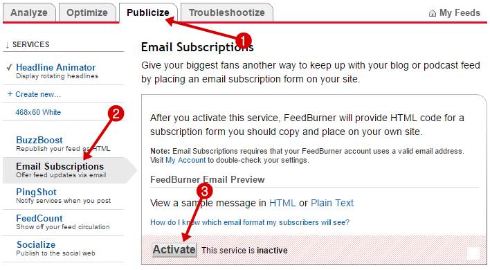 Activate Email Subscriptions