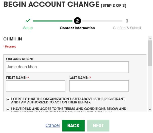 Begin Account Change 2