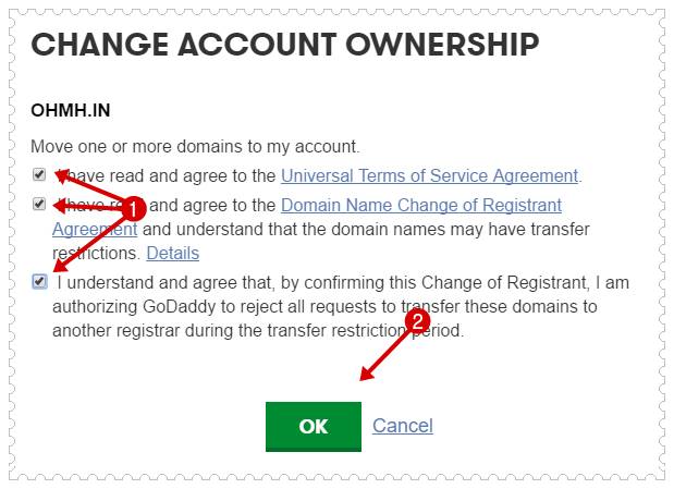 Change godaddy account ownership