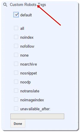 Custom robots tags