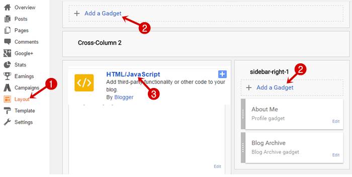 Add widget in Blogger