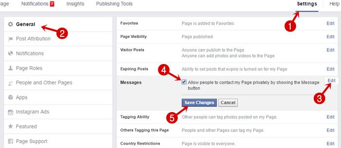 Facebook page auto reply message settings