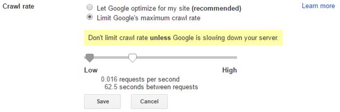 Set Limit Google's maximum crawl rate