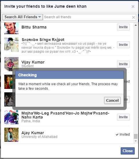 Invite All Friends To Like Facebook Page by one click