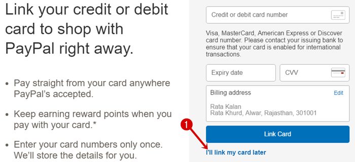 Link your debit card or credit card