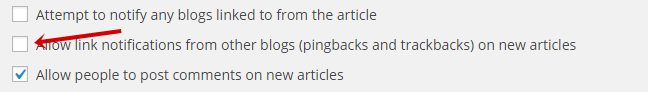 disable pingbacks and trackbacks