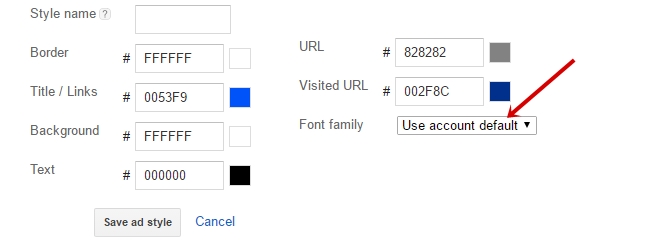 AdSense default font style