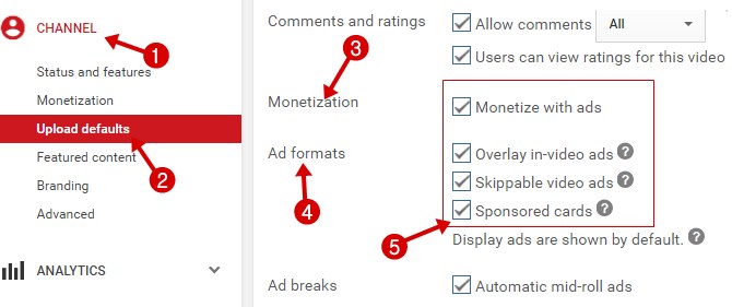 Monetization Settings