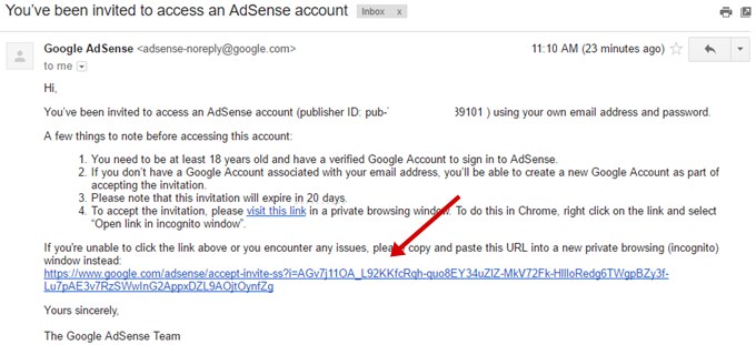 verify AdSense invitation