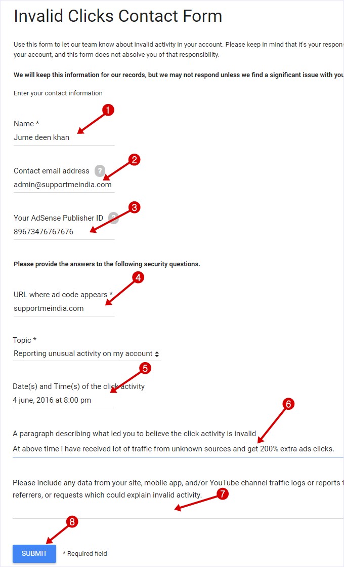 Invalid Clicks Contact Form