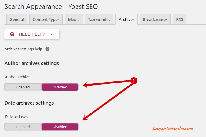 Yoast Archive Settings