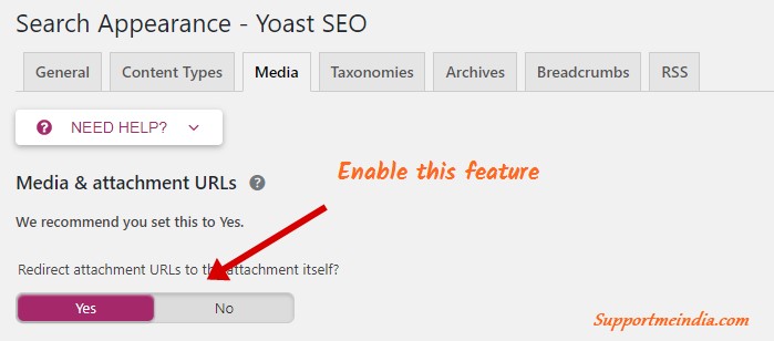 Yoast Media Setting