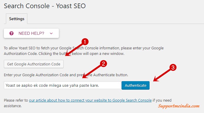 Yoast Search Console Settings