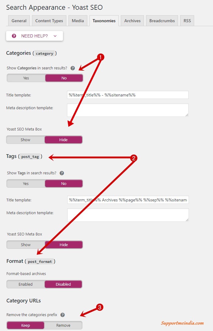 Yoast-Taxonomies-Setting