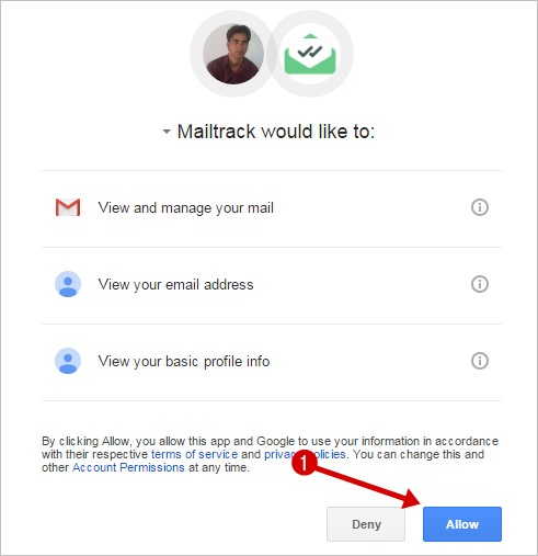 allow mailtrack in gmail