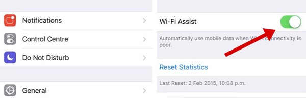 Turn off Wi-Fi Assist Feature