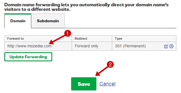 confirm domain forward settings