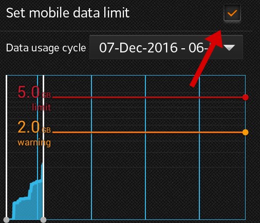 enable mobile data saving feature an set limi