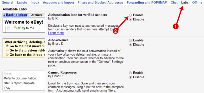 gmail labs settings