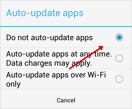 off auto update apps