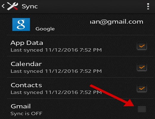off gmail sync