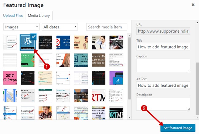 set featured image in WordPress posts