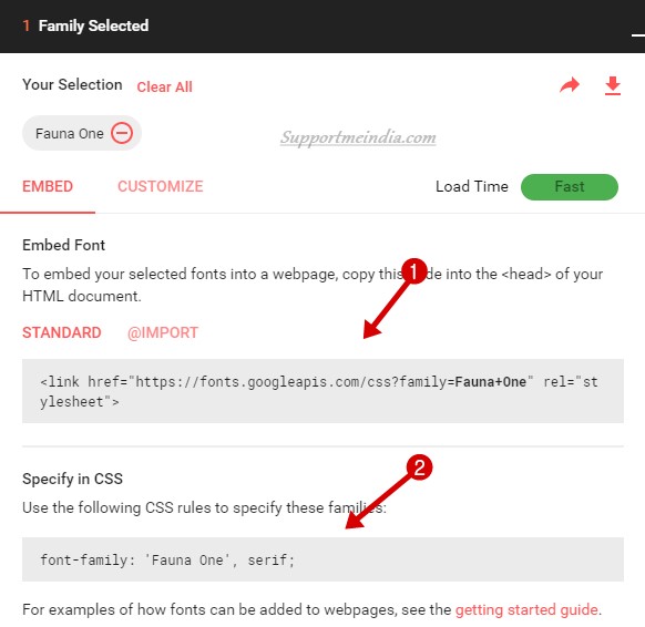 Add google web fonts in your blog