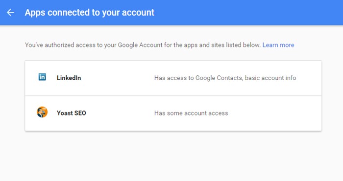 Apps connected your google account