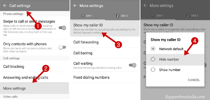 Hide mobile number in android device