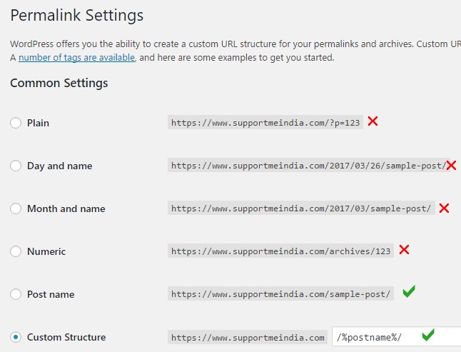 Permalinks Settings